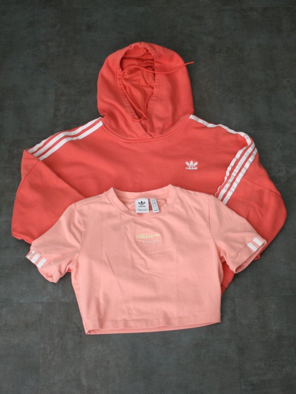 Adidas Cropped Sweatshirt and T-Shirt Set